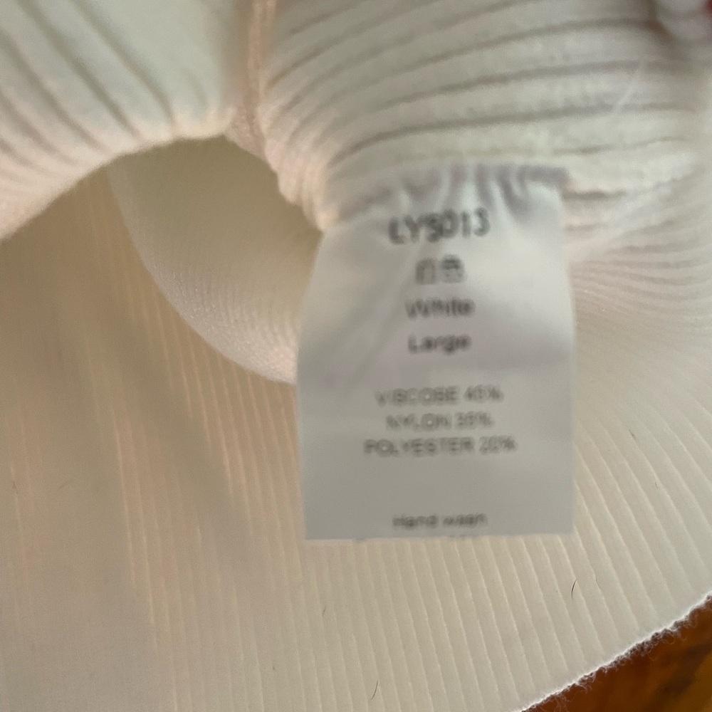 White Button-Detail Ribbed Top - Picture 2 of 2